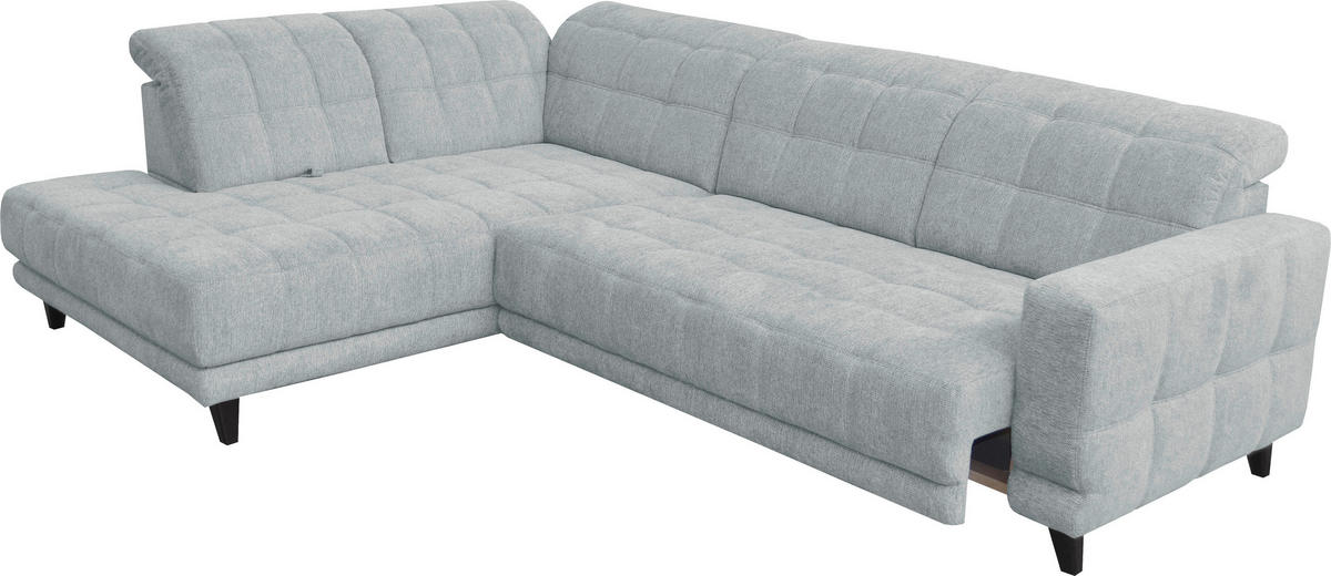 ECKSOFA in Webstoff Hellgrau  - Hellgrau/Schwarz, Design, Holz/Textil (302/216cm) - Xora