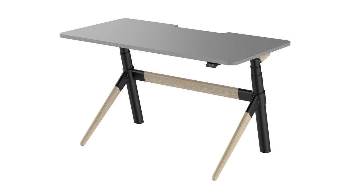 SCHREIBTISCH 135/70/65-130 cm  in Anthrazit, Grau, Eichefarben  - Eichefarben/Anthrazit, Design, Holzwerkstoff/Metall (135/70/65-130cm) - Voleo