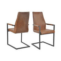 SCHWINGSTUHL-SET 2 Stück  in Lederlook  - Hellbraun/Schwarz, MODERN, Textil/Metall (63/101,5/54cm) - Livetastic