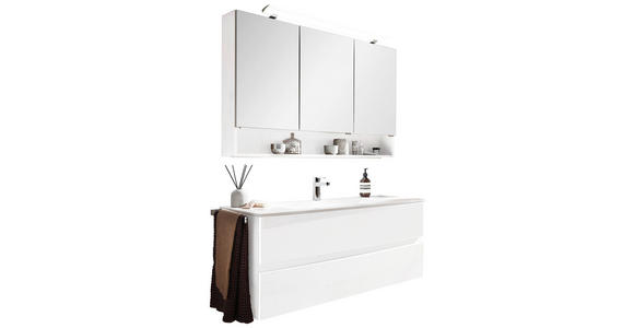 BADEZIMMER  in 121,2 cm  - Weiß Hochglanz/Weiß, Design, Glas/Holzwerkstoff (121,2cm) - Novel