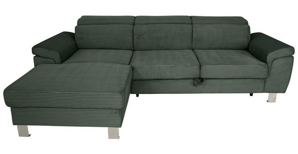 ECKSOFA in Cord Waldgrün - Waldgrün/Silberfarben, Design, Textil/Metall (167/250cm) - Xora