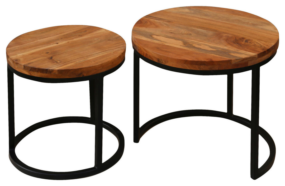 SATZTISCH in Holz, Metall  - Schwarz/Akaziefarben, MODERN, Holz/Metall - MID.YOU