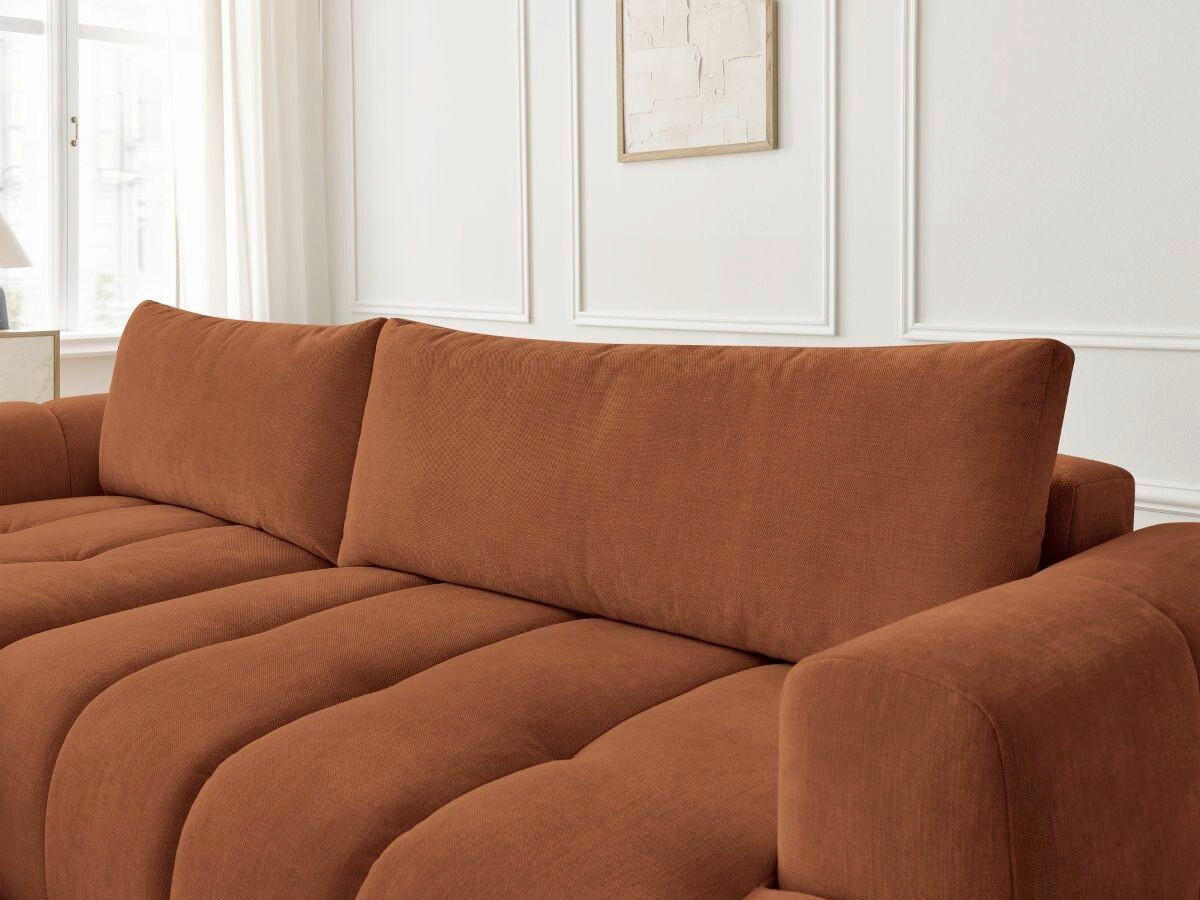 ECKSCHLAFSOFA FUJI Leinenoptik Orange  inkl.  - Schwarz/Orange, MODERN, Kunststoff/Textil (160/292cm)