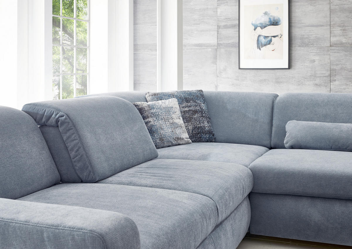 ECKSOFA in Webstoff Dunkelblau  - Alufarben/Dunkelblau, Design, Textil (260/301cm) - Beldomo Style