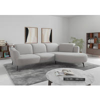ECKSOFA ZOE E in Flachgewebe Hellgrau  309/199 cm  - Hellgrau/Schwarz, KONVENTIONELL, Textil/Metall (309/199cm) - Sit & More
