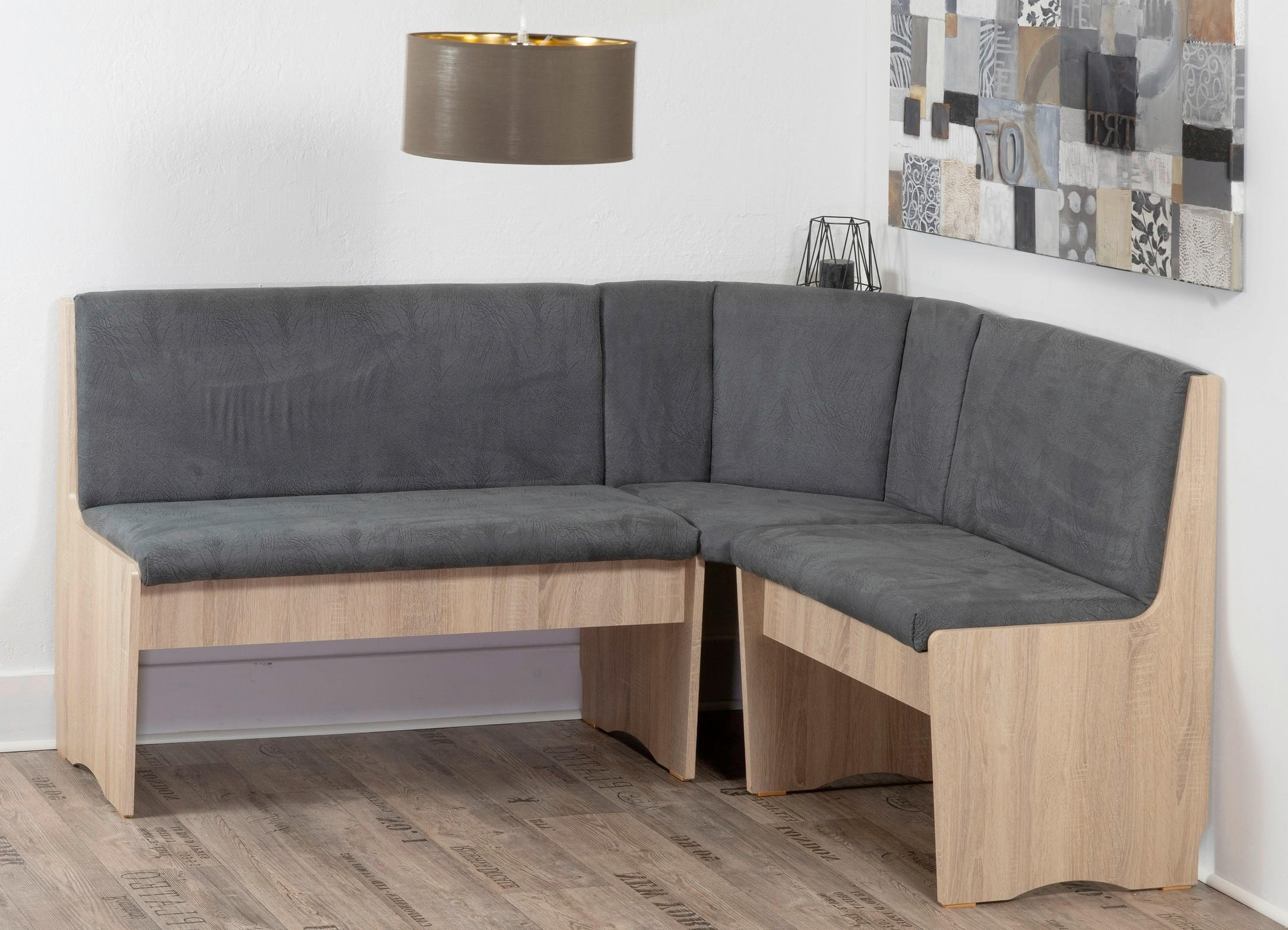 ECKBANK Mikrofaser Sonoma Eiche, Grau   - Grau/Sonoma Eiche, KONVENTIONELL, Textil (125/89/165cm) - MID.YOU