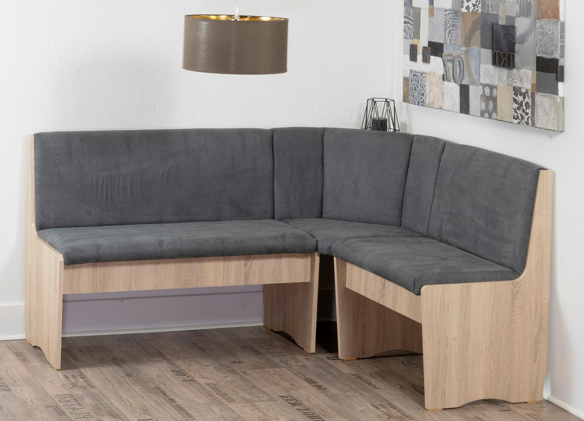 ECKBANKGRUPPE Mikrofaser Sonoma Eiche, Grau  - Grau/Sonoma Eiche, KONVENTIONELL, Holz/Textil (125/89/165cm) - MID.YOU
