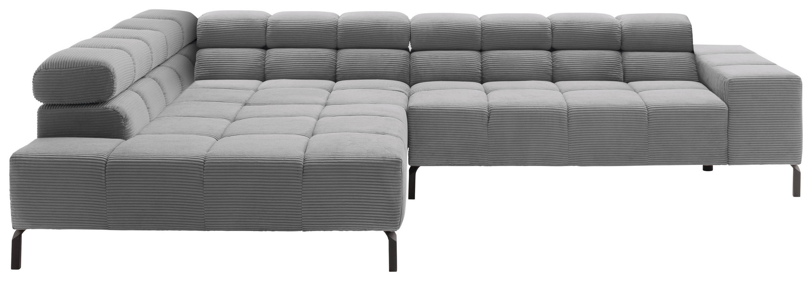 ECKSOFA inkl. Sitzvorzug Dunkelgrau Cord  - Dunkelgrau/Schwarz, Design, Textil/Metall (216/321cm) - Hom`in