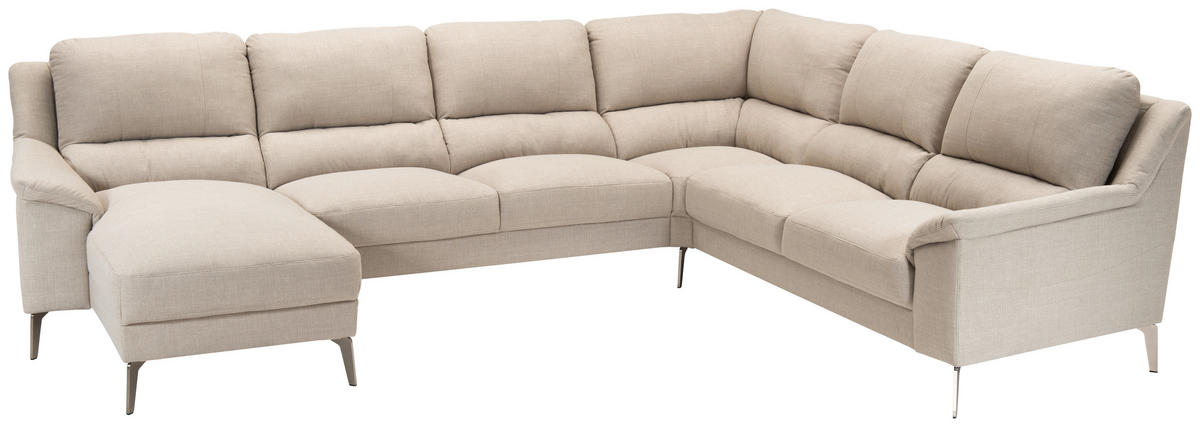 SOFFA i vävt tyg beige  - beige/kromfärg, Klassisk, metall/textil (163/326/256cm) - Welnova