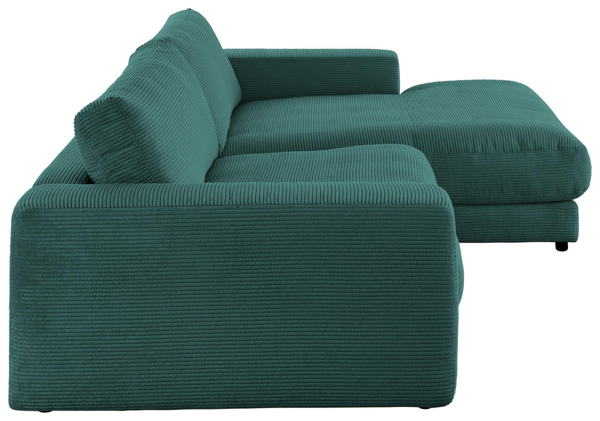 ECKSOFA in Cord Waldgrün  - Waldgrün/Schwarz, Design, Kunststoff/Textil (190/270cm) - Lomoco