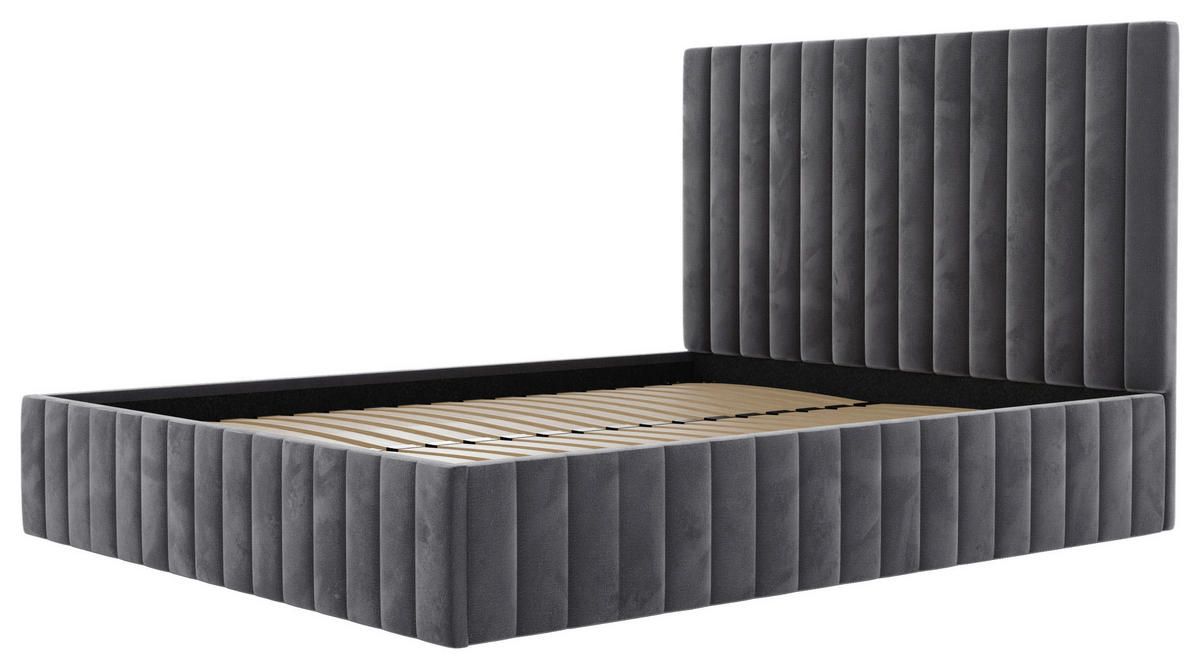 POLSTERBETT Bettkasten, Lattenrost 160/200 cm  in Anthrazit  - Anthrazit/Schwarz, Design, Holz/Textil (160/200cm) - Boxxx