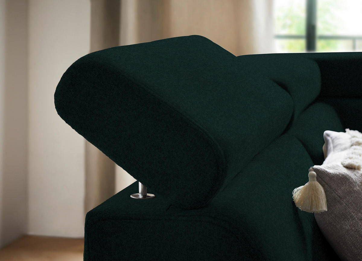 ECKSOFA in Mikrofaser Waldgrün  - Waldgrün/Schwarz, Design, Textil/Metall (203/260cm) - Stylife