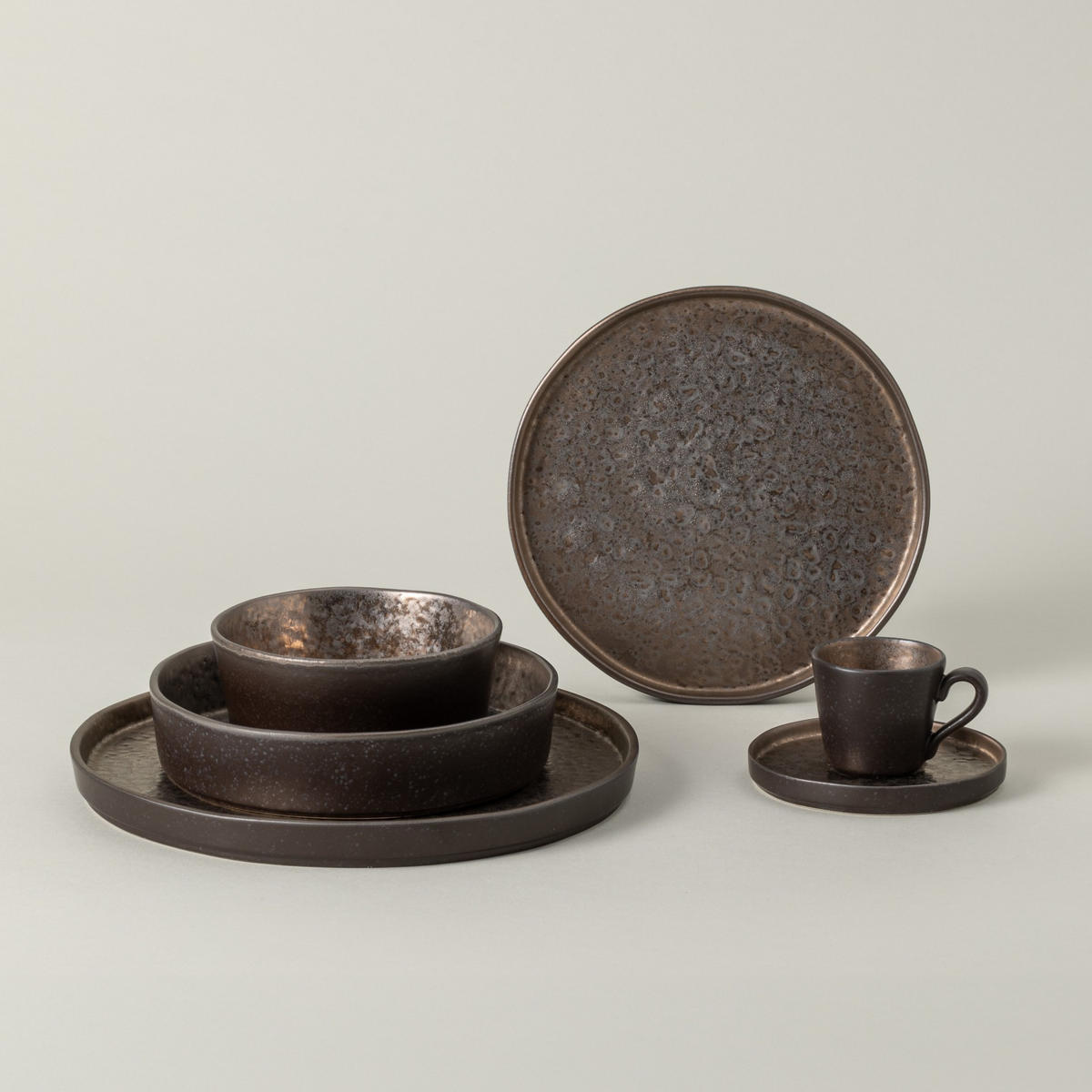 KOMBISERVICE Braun, Bronzefarben LAGOA 30-teilig 6 Personen  - Braun/Bronzefarben, Basics, Keramik - Costa Nova