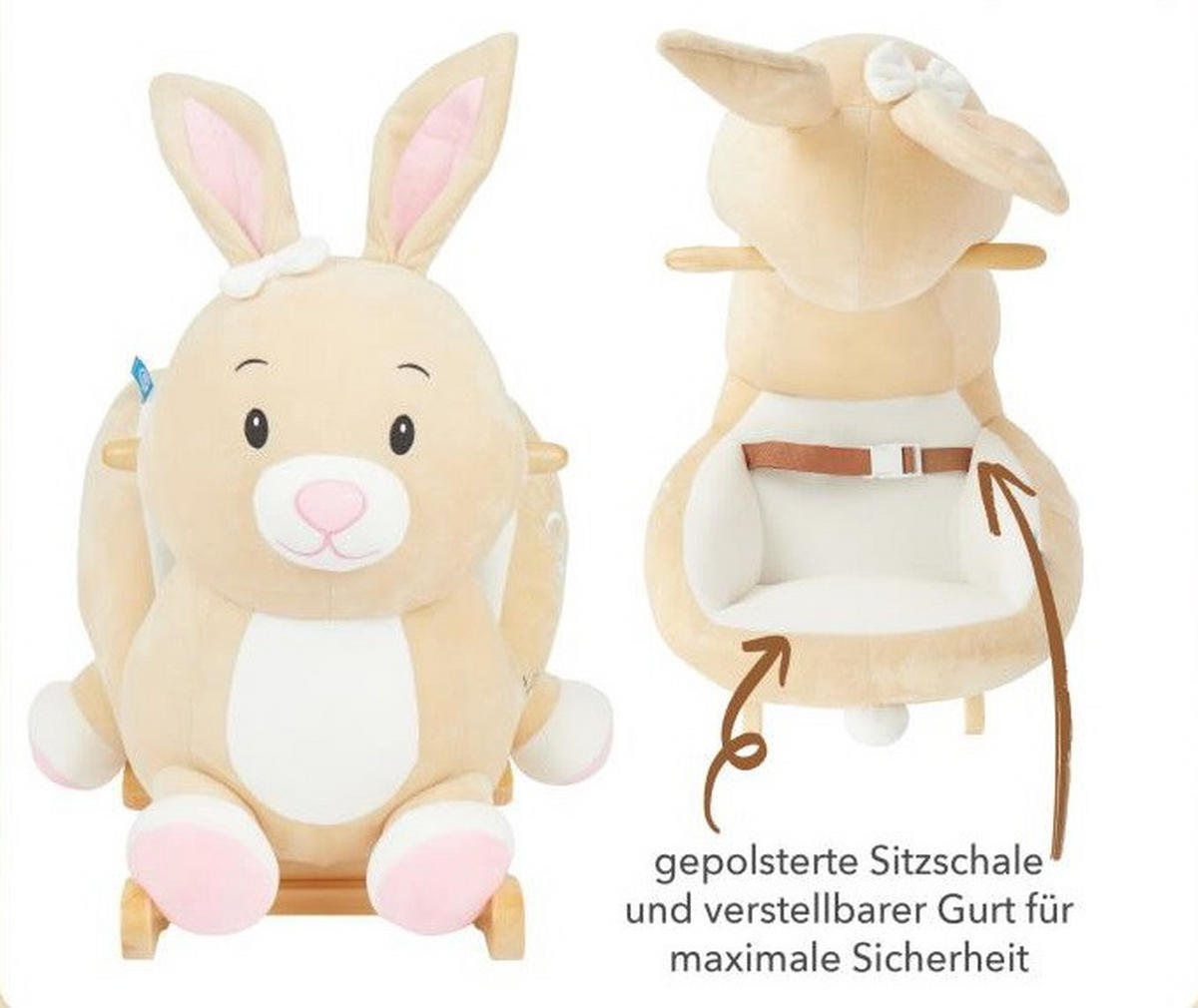 SCHAUKELTIER - Hellbraun/Creme, Trend, Holz/Textil (60/31/53cm)