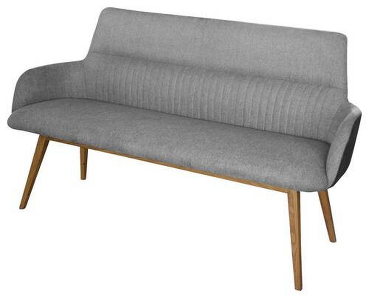 SITZBANK 157/88/62,5 cm Webstoff Eichefarben, Grau Wildeiche vollmassiv  - Eichefarben/Grau, KONVENTIONELL, Holz/Textil (157/88/62,5cm) - Linea Natura