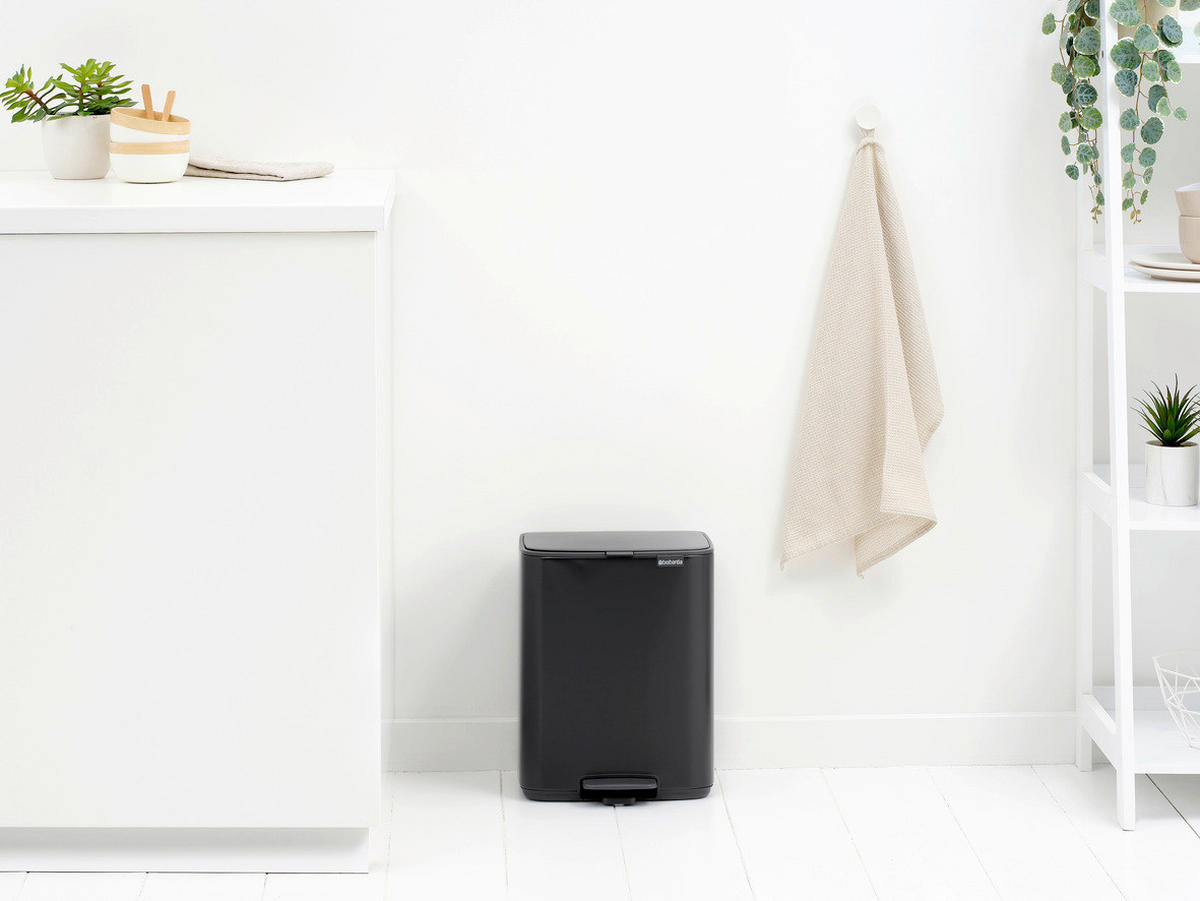 KOŠ S NOŽNOM PAPUČICOM  12 l  Bo  - crna/antracit, Design, metal/plastika (29/36,5/25,5cm) - Brabantia