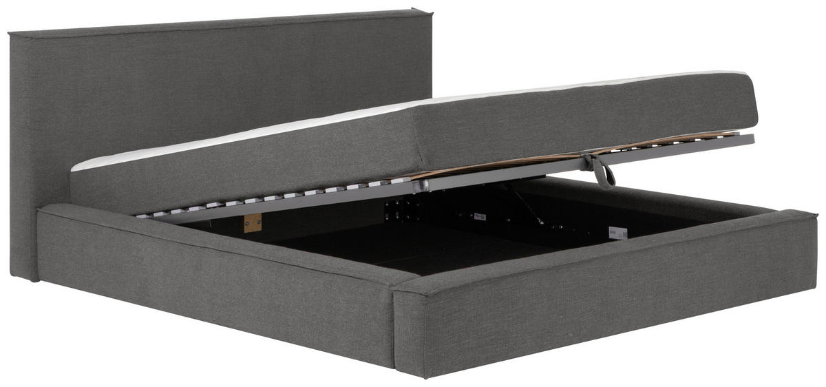 KONTINENTALSÄNG 180/200 cm  i grå  - svart/grå, Klassisk, trä/textil (180/200cm) - Visionight