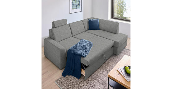 ECKSOFA  in Webstoff Hellgrau  224/165 cm  - Hellgrau/Schwarz, KONVENTIONELL, Kunststoff/Textil (224/165cm) - Xora