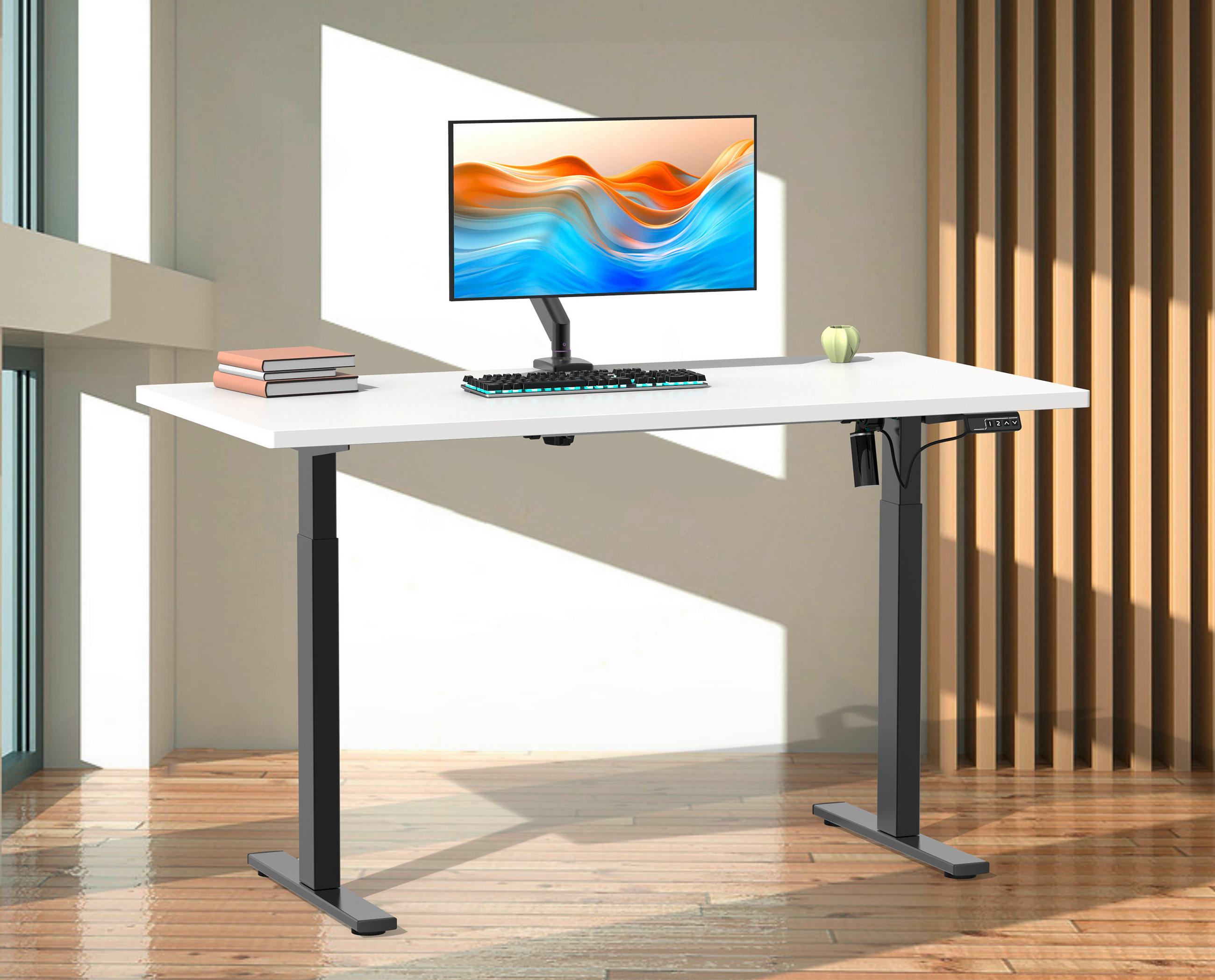SCHREIBTISCH  in Schwarz, Weiss  - Weiss/Silberfarben, Design, Holzwerkstoff/Metall (110/71/80cm) - MID.YOU