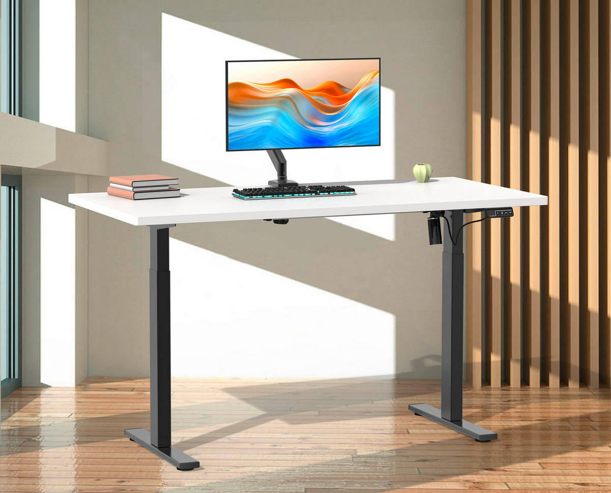 SCHREIBTISCH  in Schwarz, Weiss  - Weiss/Silberfarben, Design, Holzwerkstoff/Metall (110/71/80cm) - MID.YOU