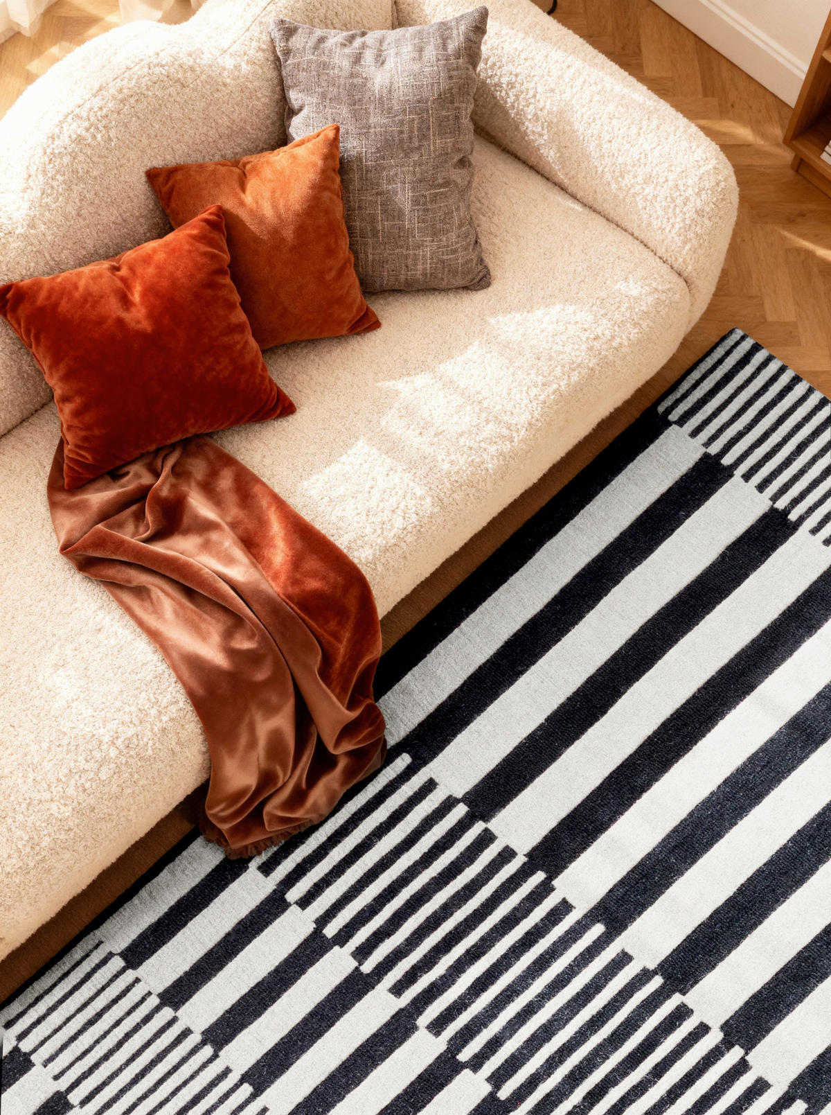 WOLLTEPPICH 120/180 cm Stryve Schwarz, Weiß rechteckig  - Schwarz/Weiß, Basics, Textil (120/180cm) - Elle Decoration