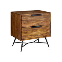 NACHTSCHRANK 60/60/40 cm Sheesham massiv  - Sheeshamfarben/Schwarz, Design, Holz/Metall (60/60/40cm) - MID.YOU