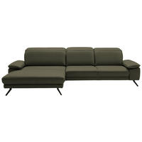ECKSOFA in Echtleder Grau, Grün  193/332 cm  - Schwarz/Grau, Design, Leder/Metall (193/332cm) - Dieter Knoll
