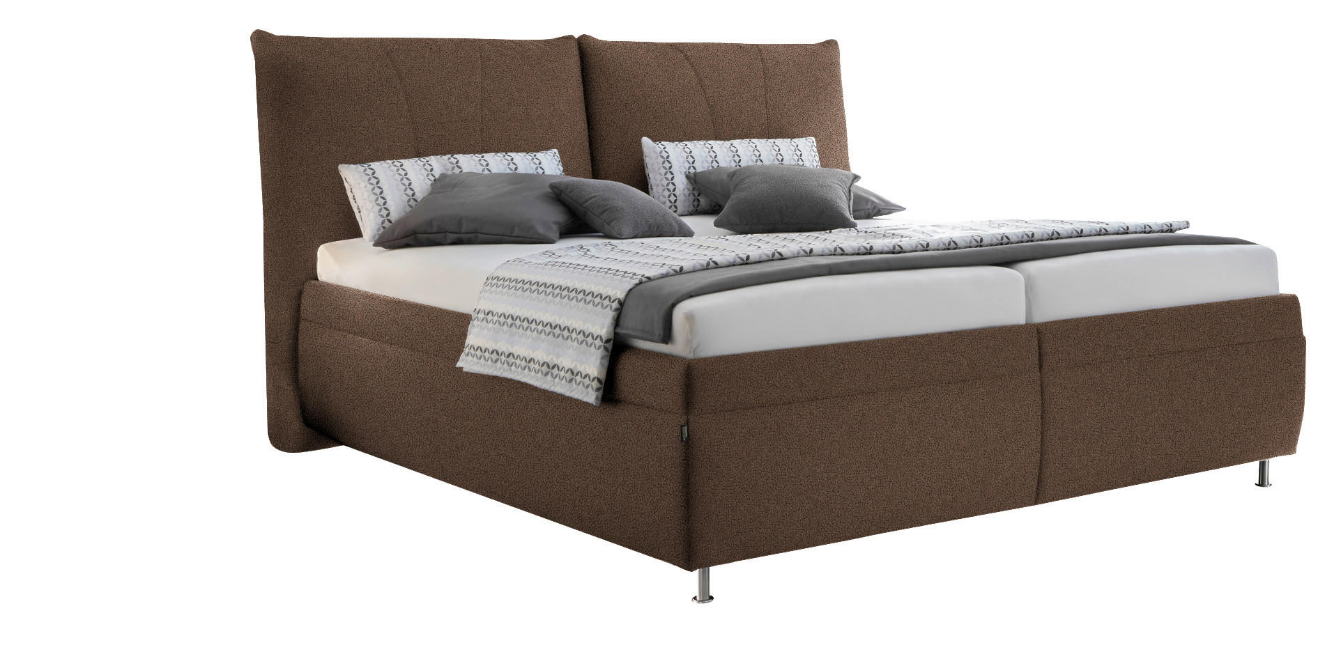 POLSTERBETT 180/200 cm  in Braun  - Weiss/Silberfarben, Konventionell, Holz/Textil (180/200cm) - Dieter Knoll