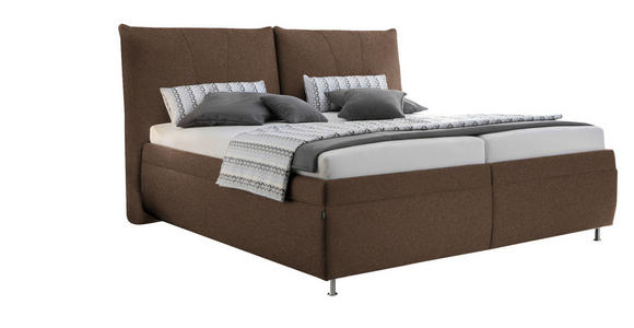 POLSTERBETT Matratze, gepolstertes Kopfteil, Lattenrost, Bettkasten Braun 180/200 cm - Silberfarben/Weiß, KONVENTIONELL, Holz/Textil (180/200cm) - Dieter Knoll