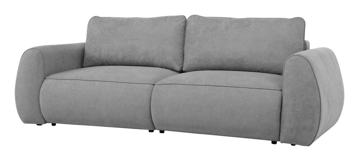 SCHLAFSOFA Chenille Grau  inkl. Zierkissen, Rückenkissen, Bettkasten, Schlaffunktion, Rücken echt, Liegefläche im Originalstoff  - Schwarz/Grau, KONVENTIONELL, Kunststoff/Textil (257/96/110cm) - Milino