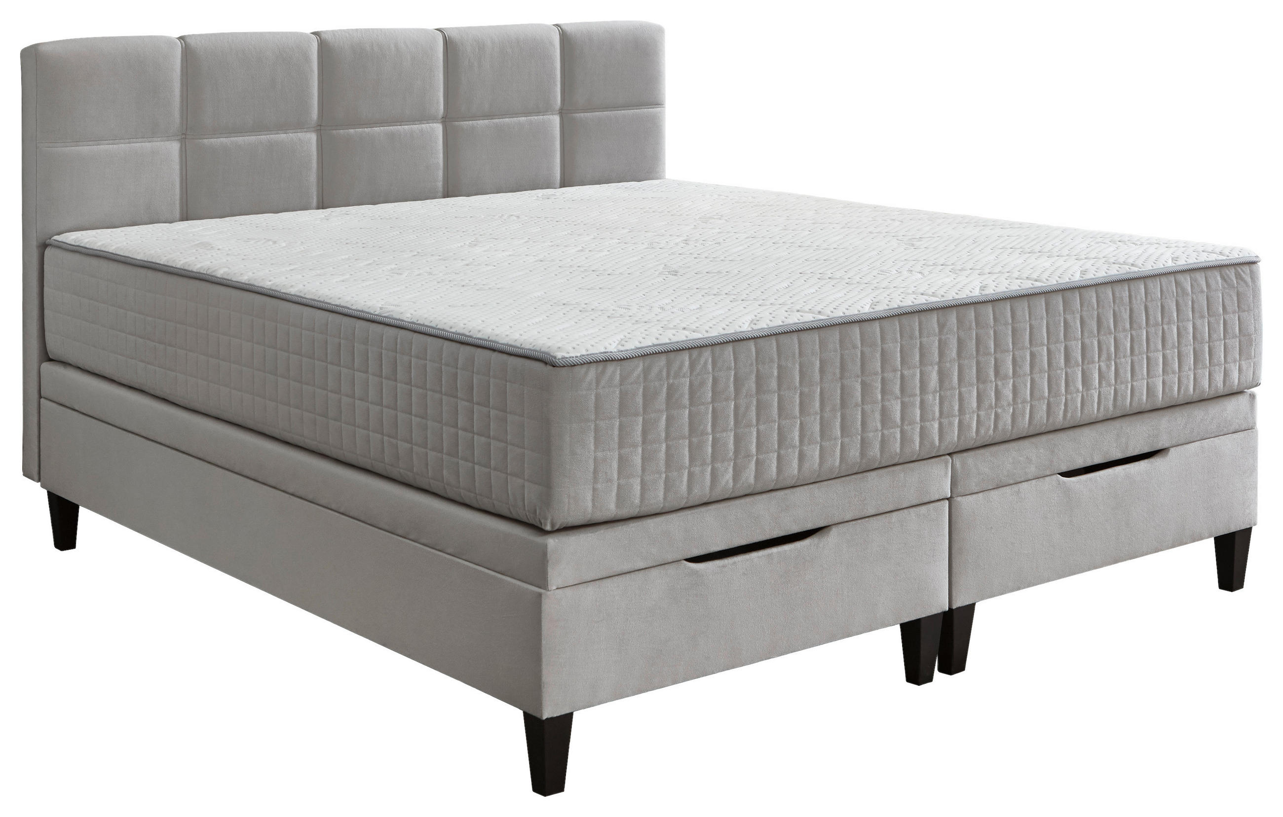 Thumbnail - Boxxx Boxbett, Hellgrau, Textil, H2 + H3, Höhe ca. 30 cm, 180x200 cm, Wendematratze mit unterschiedlichen Härtegraden, P...