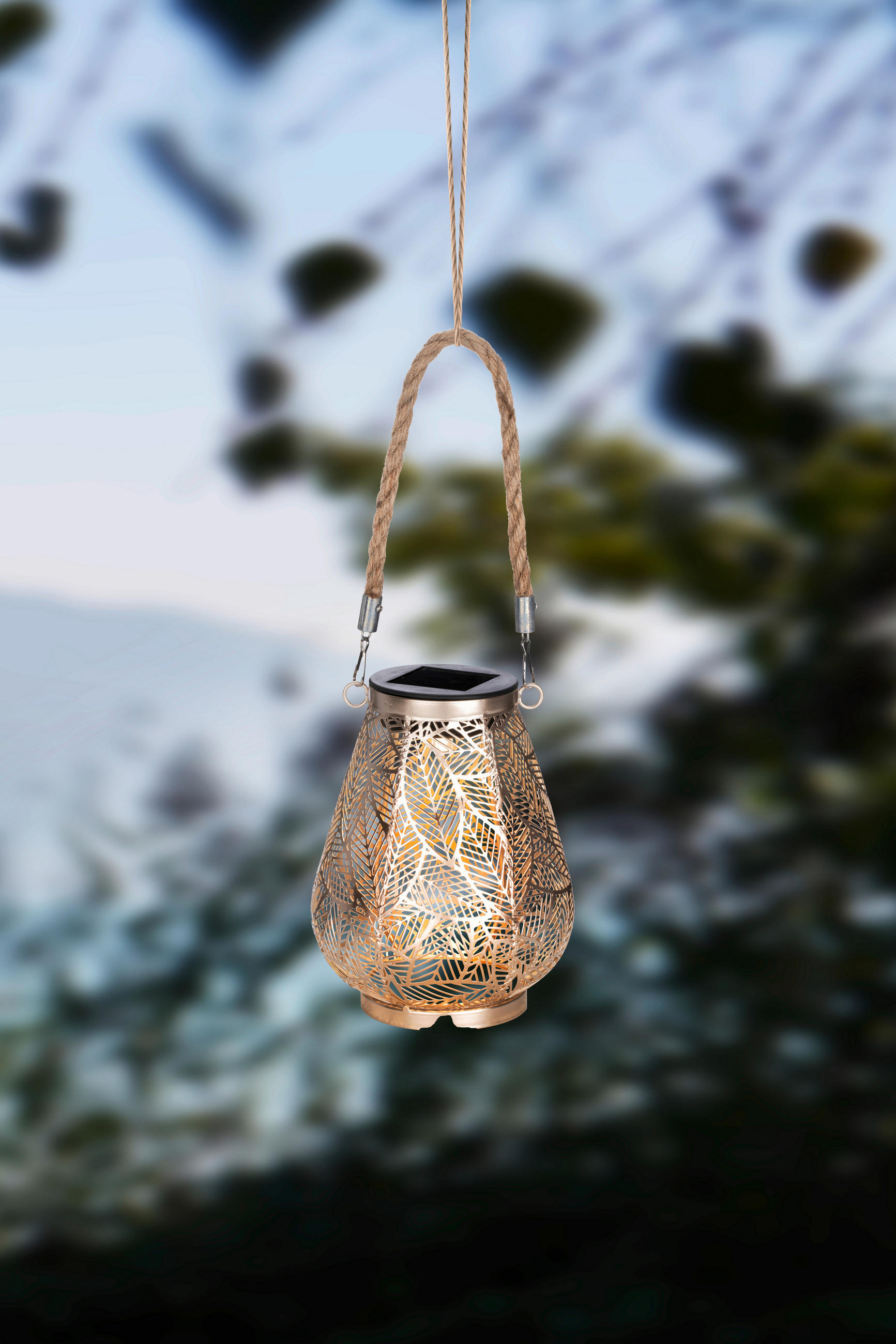 SOLÁRNÍ SVÍTIDLO, 12,5/16 cm - černá/šampaňská, Lifestyle, kov/textil (12,5/16cm) - Ambia Garden