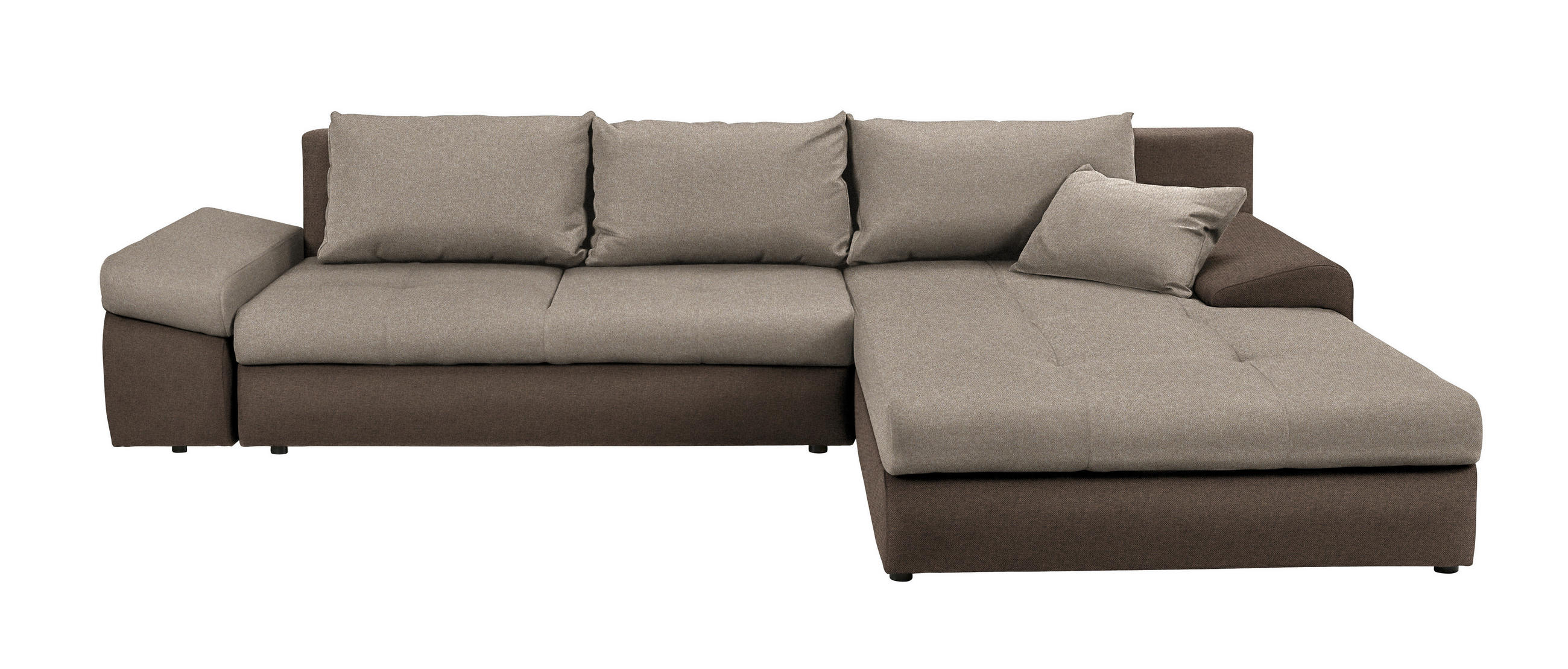 ECKSOFA in Webstoff Braun, Hellbraun  - Hellbraun/Schwarz, Design, Kunststoff/Textil (313/215cm) - Carryhome