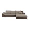 ECKSOFA Braun, Hellbraun Webstoff  - Hellbraun/Schwarz, Design, Kunststoff/Textil (313/215cm) - Carryhome