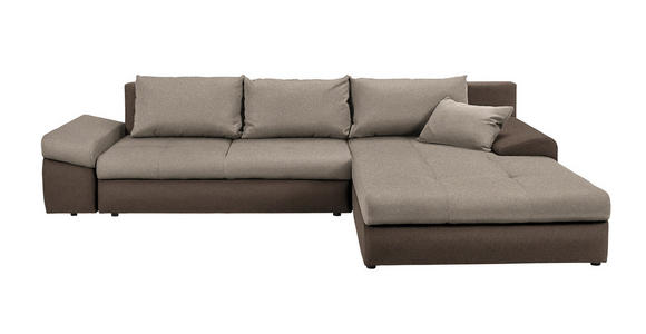 ECKSOFA in Webstoff Braun, Hellbraun  - Hellbraun/Schwarz, Design, Kunststoff/Textil (313/215cm) - Carryhome