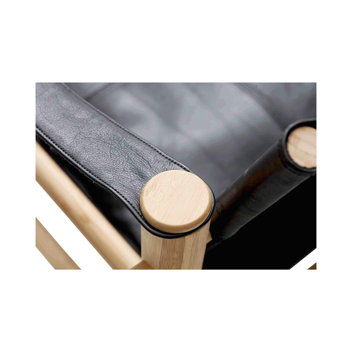 SESSEL 59/79/61 cm  in Echtleder Schwarz  - Schwarz/Naturfarben, ROMANTIK / LANDHAUS, Leder/Holz (59/79/61cm) - MID.YOU