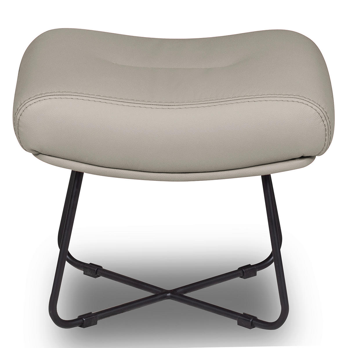 SESSELSET Echtleder Platinfarben  - Platinfarben/Schwarz, Design, Leder/Metall (67/87/74cm) - Livetastic