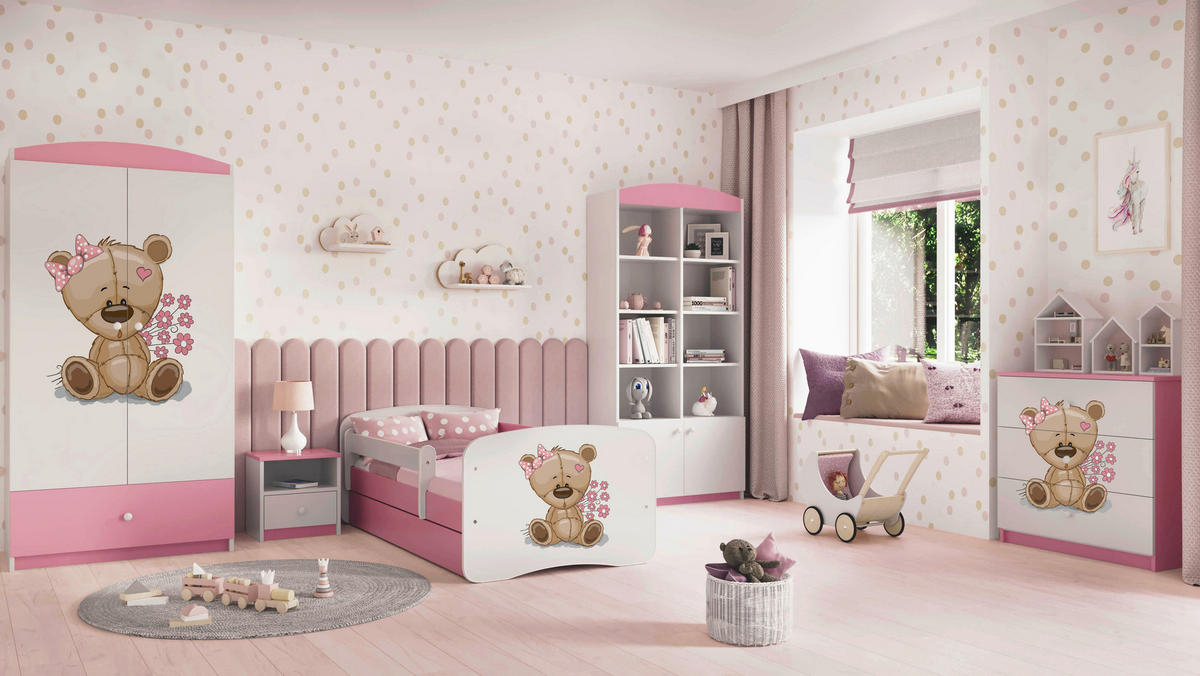 KINDER-/JUNIORBETT - Pink/Birkefarben, MODERN, Holz/Holzwerkstoff (80/160cm) - MID.YOU