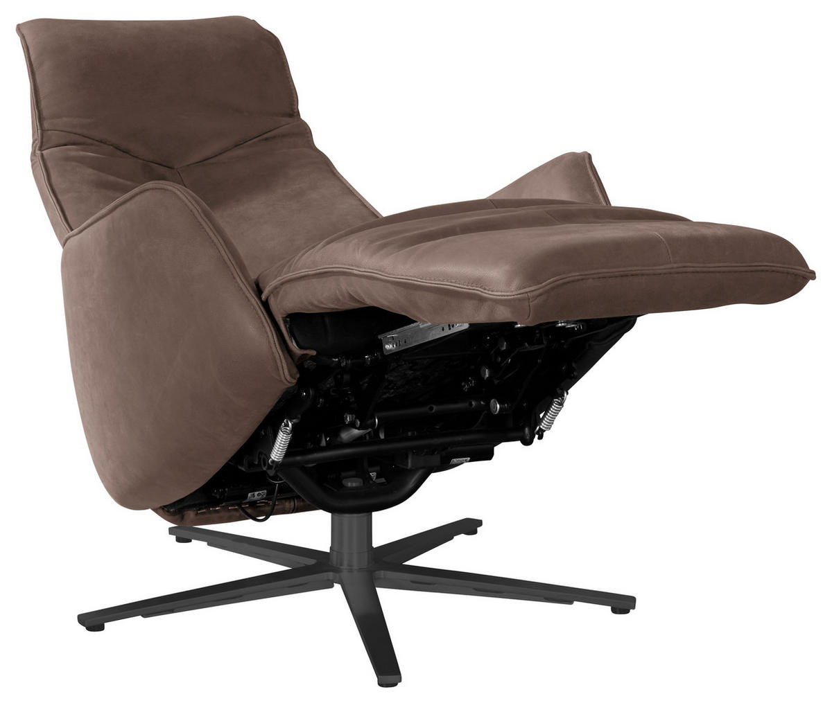 RELAXSESSEL in Leder Dunkelbraun  - Anthrazit/Dunkelbraun, Design, Leder/Metall (71/114/84cm) - Johann Jakob