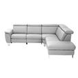 ECKSOFA in Echtleder Grau  - Alufarben/Grau, Design, Leder/Metall (271/242cm) - Cantus