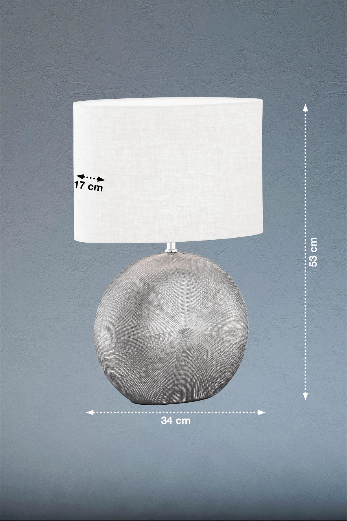 TISCHLEUCHTE Tobse 34/17/53 cm   - Silberfarben/Weiß, Basics, Keramik/Textil (34/17/53cm) - Fischer & Honsel