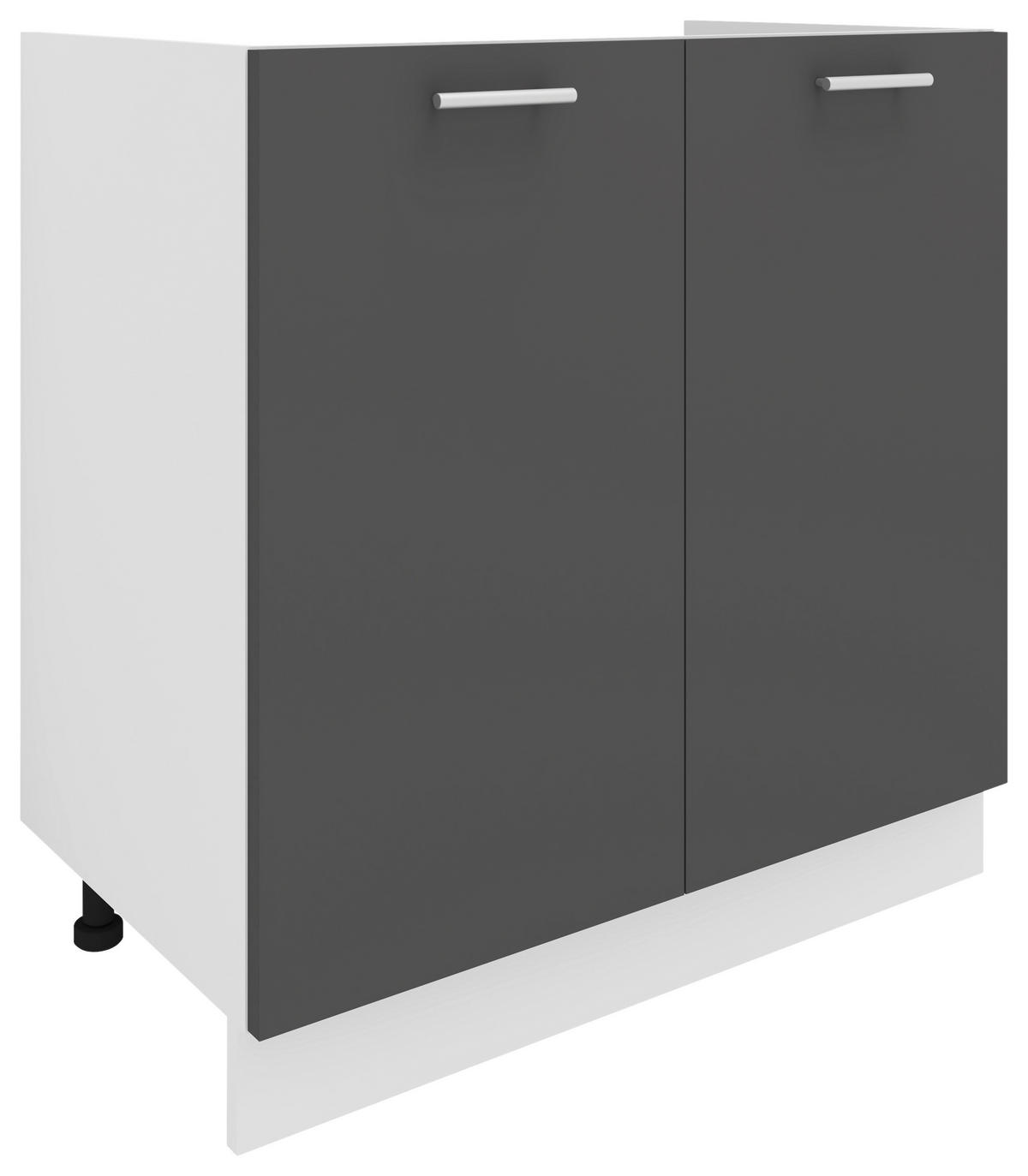 SPÜLENUNTERSCHRANK 80/82/46 cm  in Anthrazit, Weiß  - Anthrazit/Alufarben, KONVENTIONELL, Holzwerkstoff/Metall (80/82/46cm) - MID.YOU