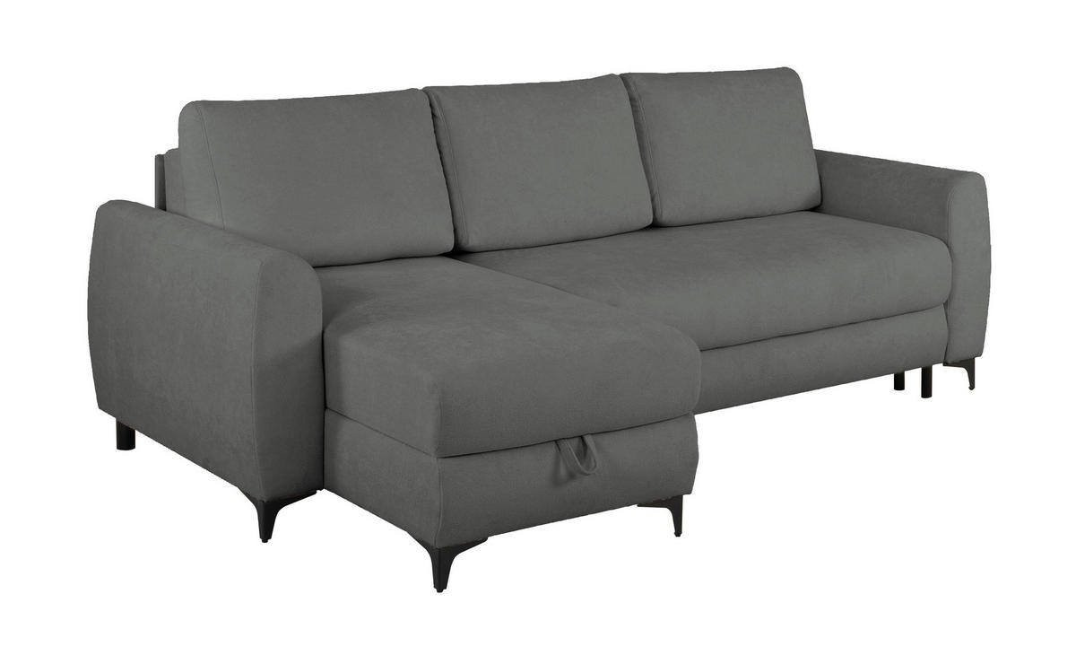 ECKSOFA Moli Dunkelgrau Bouclé  - Dunkelgrau/Schwarz, Design, Textil/Metall (236/148cm) - MID.YOU