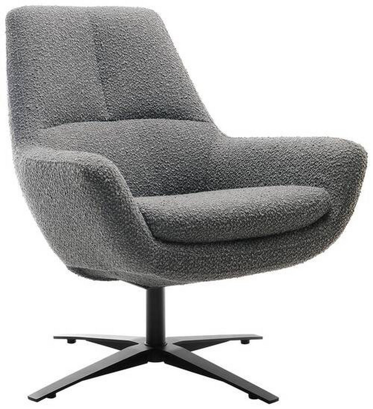 SESSEL in Bouclé Anthrazit  - Anthrazit/Schwarz, Modern, Textil/Metall (81/92/83cm) - Trendmanufaktur