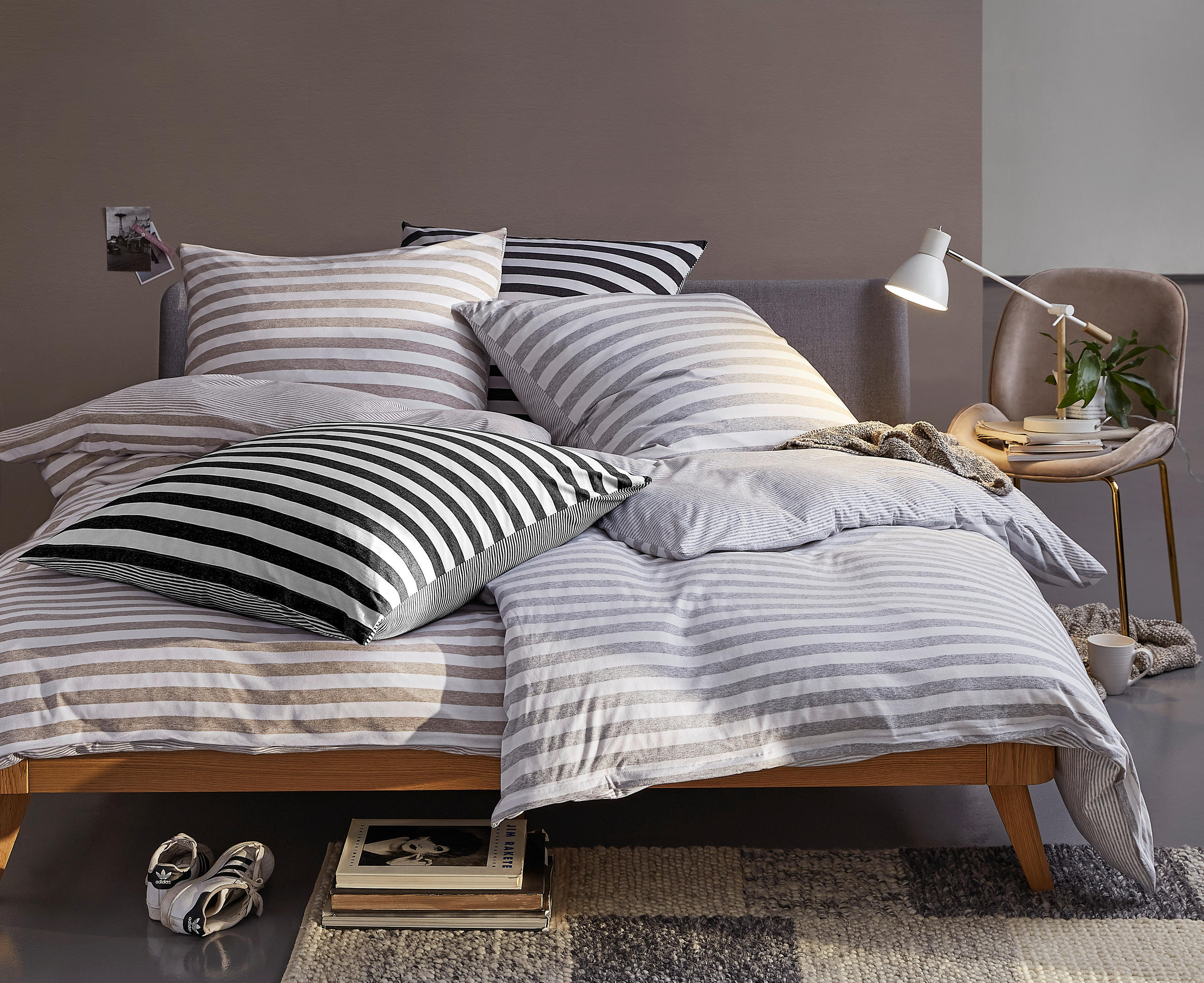 WENDEBETTWÄSCHE 2-teilig Jersey 135/200 cm  - Beige, KONVENTIONELL, Textil (135/200cm) - Bio:Vio