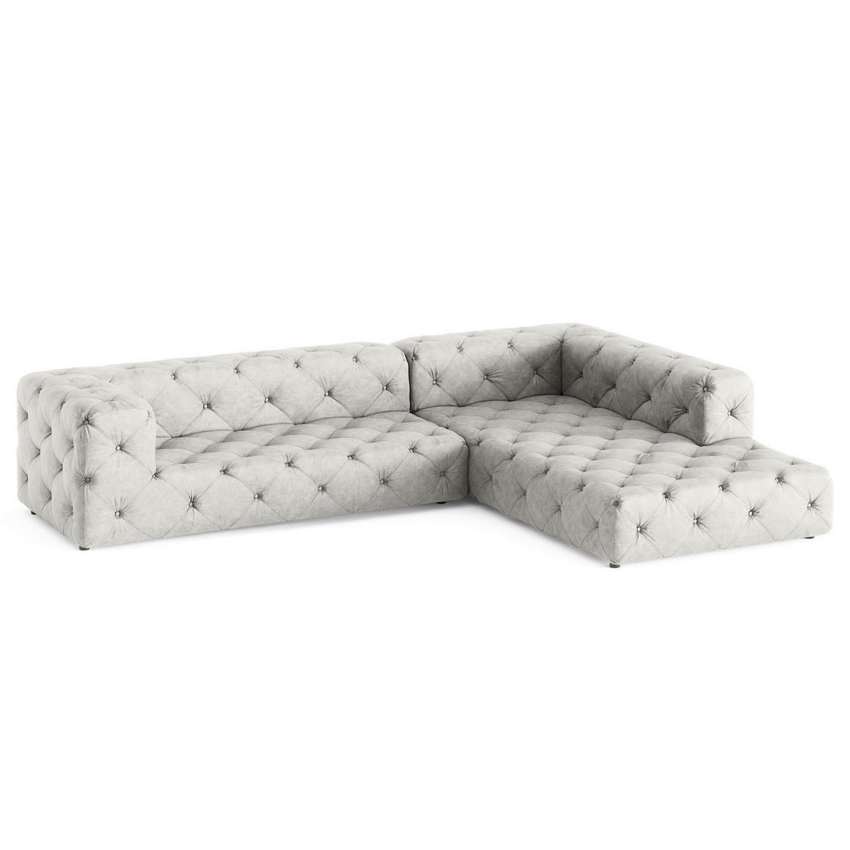 ECKSOFA Mikrofaser Hellgrau  - Hellgrau/Schwarz, Design, Kunststoff/Textil (325/228cm) - P & B