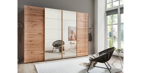 SCHWEBETÜRENSCHRANK 330/217/67 cm 4-türig Buchefarben - Buchefarben, Natur, Glas/Holz (330/217/67cm) - Linea Natura