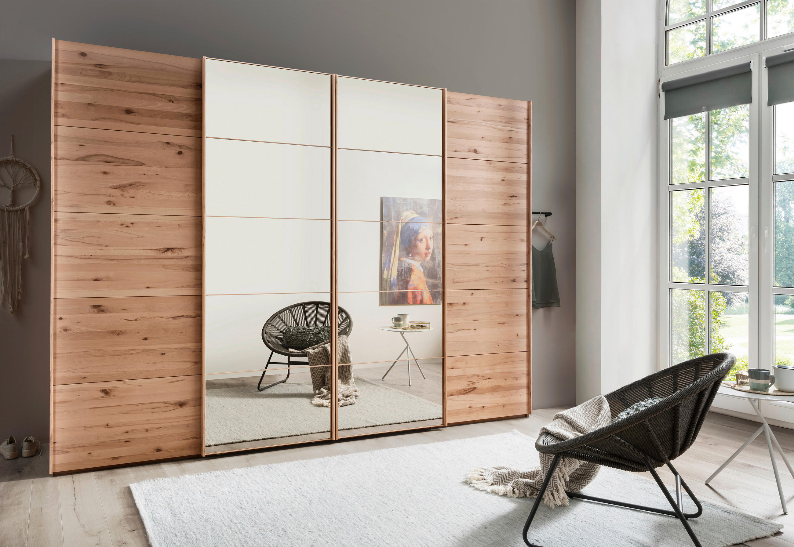 SCHWEBETÜRENSCHRANK in Buchefarben - Buchefarben, Natur, Glas/Holz (330/217/67cm) - Linea Natura