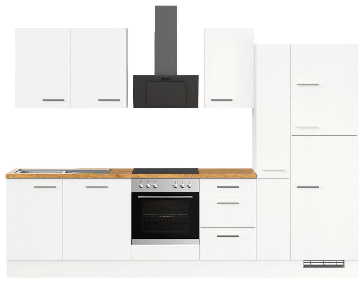 KÜCHENBLOCK IP1200 - Eichefarben/Silberfarben, Trend, Holzwerkstoff/Metall (310cm) - Impuls