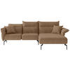 ECKSOFA in Flachgewebe Hellbraun  - Hellbraun/Edelstahlfarben, Design, Textil/Metall (265/185cm) - Livetastic